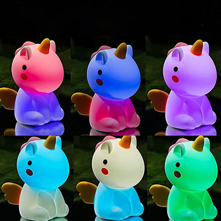 Creative Colorful Rainbow Beast USB Charging Silicone Night Light Bedside Courtyard Kids Birthday Gift Ambient Lighting