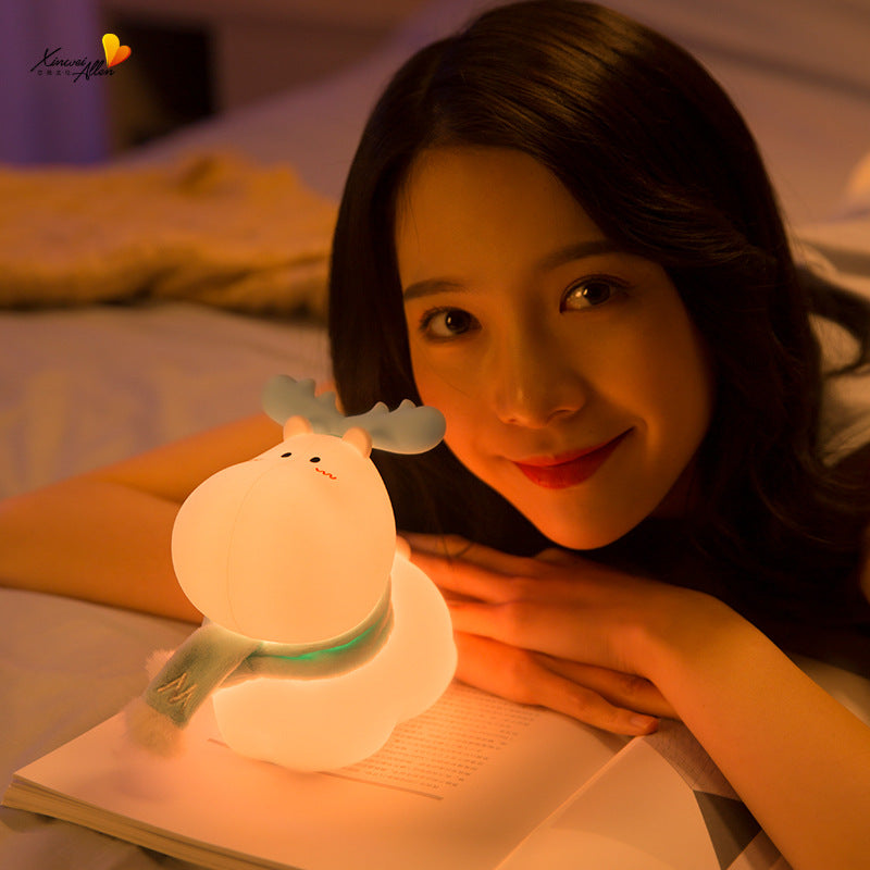 Animal Night Light Adjustable Brightness LED Nightlight USB Rechargeable Decorative Touch Bedside Lamp children's Room