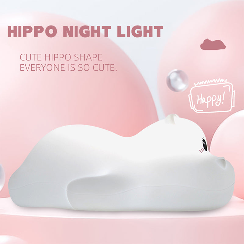 Animal Night Light LED Hippo Lamp Cute Silicone Lamp Touch Animal Lamp Toddler Night Light Rechargeable Night Lamp Animal LED Light Hippo Night Lamp Rechargeable Animal Light