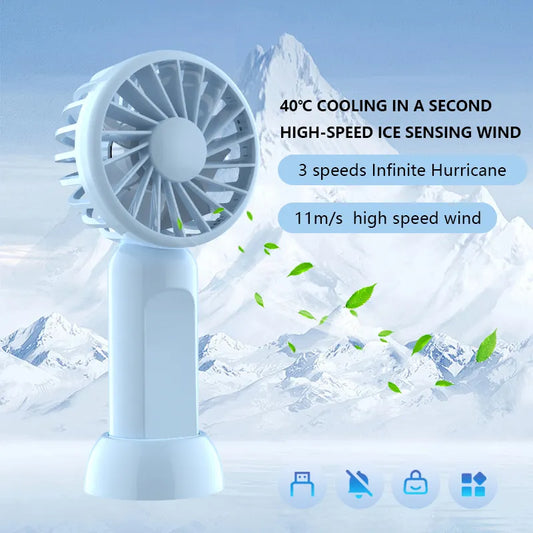 2025 Small Cute Portable USB Rechargeable Handheld Mini Fans with 3 Speeds for Summer Holiday Gift