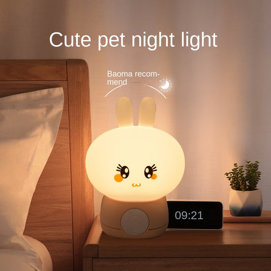 Lampada da Tavolo un Tempo Sveglia nel Silicone con Luce Notturna un Forma di Coniglio per La Decorazione Della Stanza Della Luce Notturna Bambini Domestici
