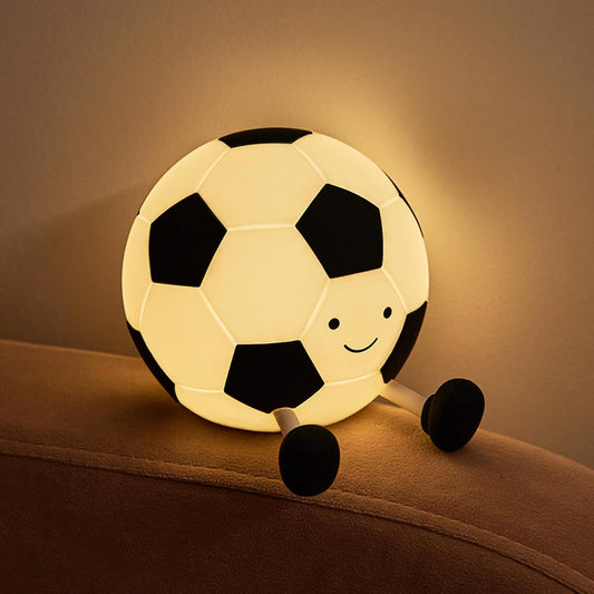 Soccer Silicone Night Light Cartoon Novel Interesting Nursery Night Lamp Rechargeable with Timing Function Soft Bedside Pat Table Lamp Cute Room Decor Gift for Kids