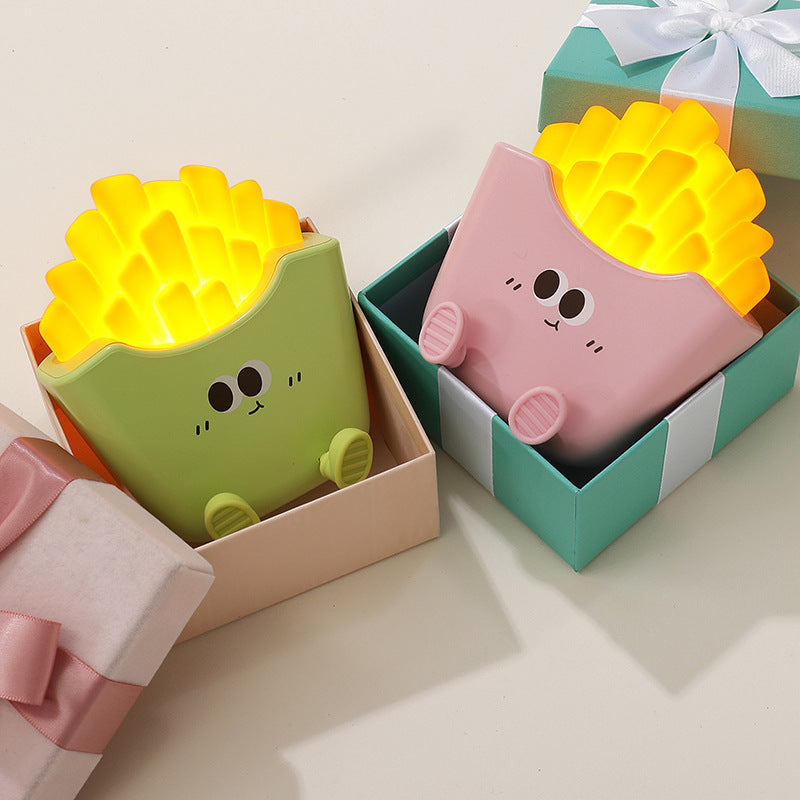 Cute Cartoon Creative Night Light Desktop Rechargeable Decoration Pat Light Children's Birthday Gift French Fries Night Light