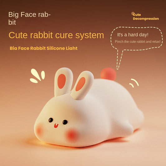 Lying Flat Rabbit Night Light, LED Squishy Buuny Rabbit, Cute Light Up Rabbit, Silicone Dimmable Nursery Nightlight, Rechargeable Bedside Touch Lamp for Breastfeeding, Finn The Rabbit