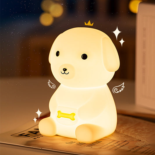 LED Puppy Night Light for Kids, Silicone Soft Night Light, Room Decor, Cute Nursery Light, Portable, Rechargeable, Auto Timer and Adjustable Brightness Lamp, Multi Color Lamp