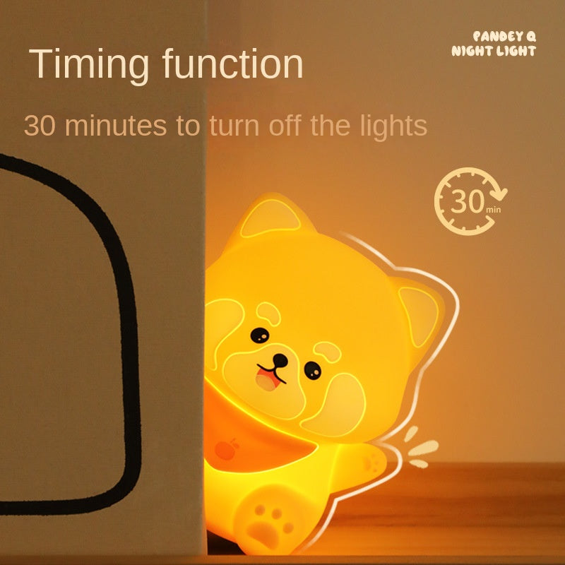Cute Red Panda Lamp, LED Squishy Animal Night Light for Kids Sleep, Breastfeeding Nursery Nightlight for Room Decor, Rechargeable Bedside Touch Silicone Lamp, Unique Dorm Decor Gift Toy