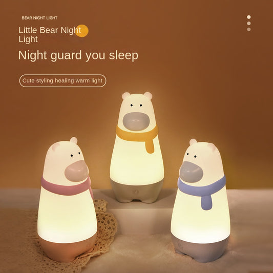 LED Night Light, Cute Animal Silica Gel Kids Lighting Night Lights, Rechargeable Portable Table Lamp for Kids Room, Gift