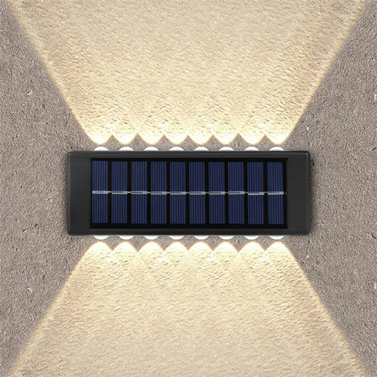 Modern LED Outdoor up and Down Solar Wall Light Waterproof Eco-friendly Garden Decorative Lighting