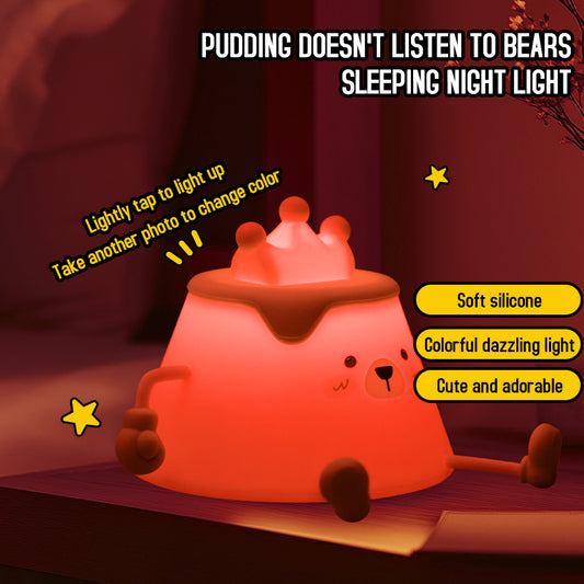 One Fire Pudding Bear Night Light for Kids Color Changing Pudding Bear Toys for Kids Night Light Portable Recharge Nightlight for Kids Room Silicone Baby Night Light for Kids Toys Pudding Bear Toys for Boys