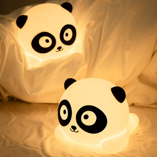 Cross-border exclusive Panda silicone night light creative gift, rechargeable warm light pat and sleep companion light, large silicone lamp