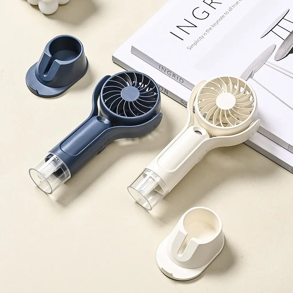 Water Mist Fan with Phone Humidifying Rechargeable USB Fan Portable Summer Outdoor Holder Handheld Water Spray Fan