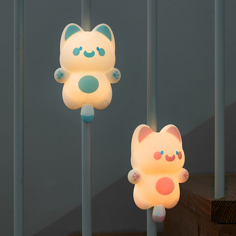 Night Light Cat Night Light Multicolor Silicone Soft 3 Level Brightness Bedside Night Lamp Kids Bedroom Night Light Birthday Gifts Room Decor (Blue)