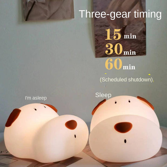 Silicone Puppy Night Lamp, Color Changing Dog Night Light, Rechargeable Bedside Lamp with Warm Light, 1200mAh Battery, Adorable Design for Kids