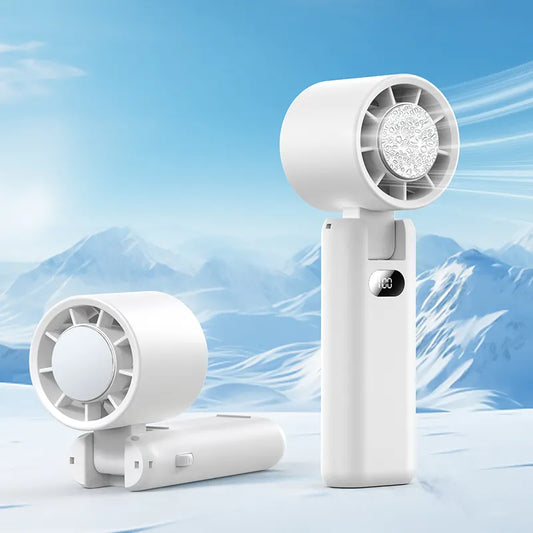 New Turbo Intelligent Digital Display Cold Compress Handheld Fan High Speed Refrigeration Folding Portable Fan