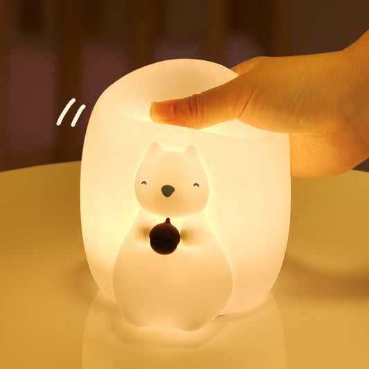 Cute Squirrel Night Light for Kids with 7 Color Changing Mode USB-C Rechargeable LED Night Light & Remote Control Night Light for Baby Nursery