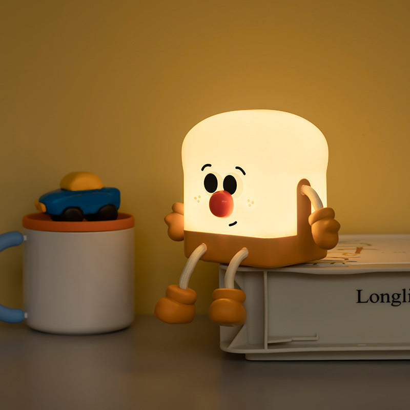 Cute Toaster Night Light for Kids, LED Toast Bread Nursery Silicone Night Light with Timer Rechargeable Dimmable Table Lamp Bedside Lamp for Bedroom