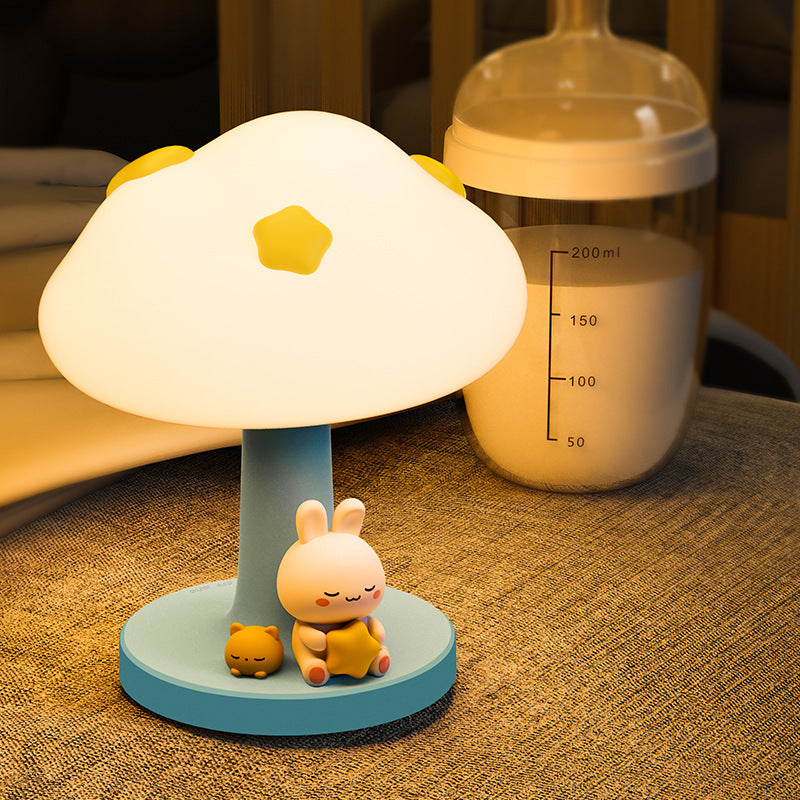 Cloud Bedside Lamp Battery Powered Kids Night Light Small Table Lamp for Baby Nursery Room Essentials Newborn Kawaii Mushroom Touch Lamp