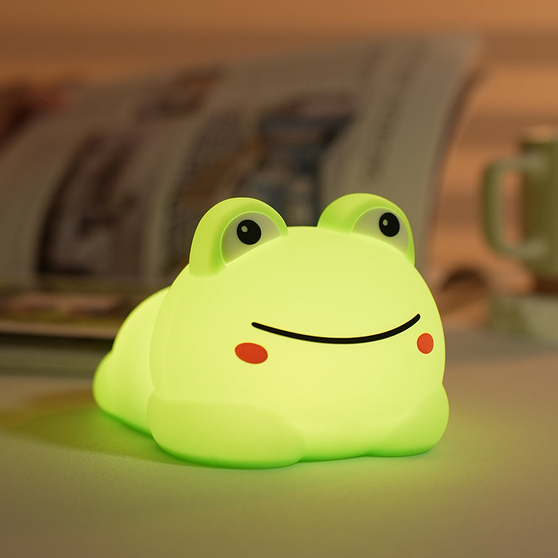 Cute Frog Silicone Night Light – Rechargeable Touch Sensor Lamp with Music & RGB Modes, Kids Nursery & Bedroom Decor