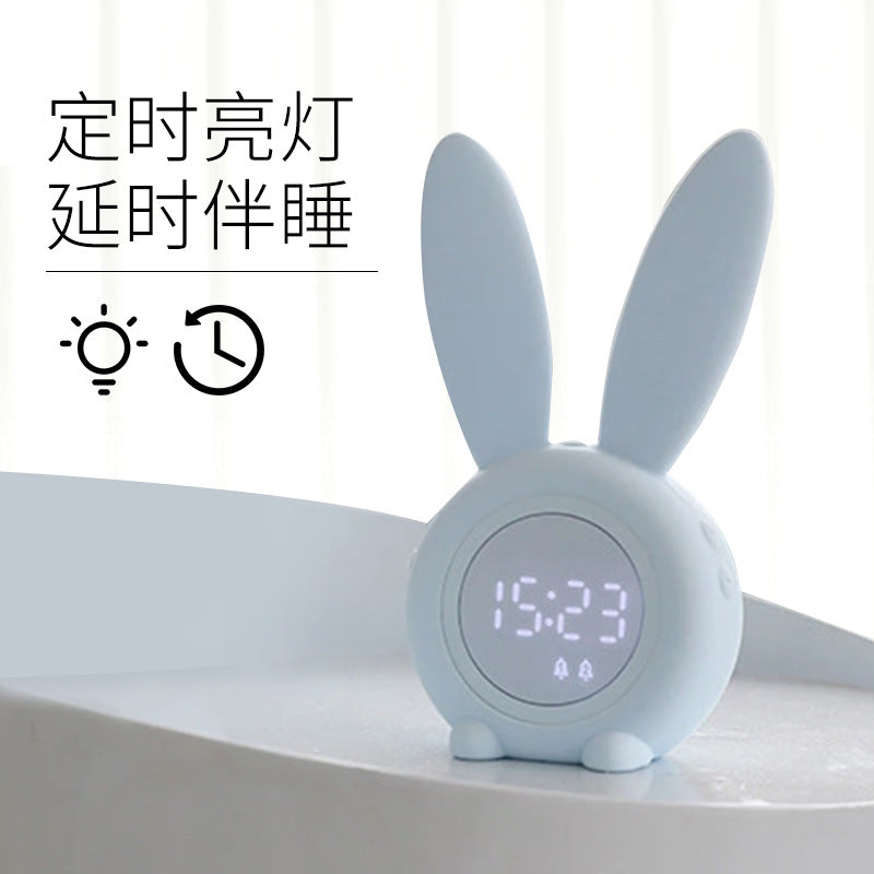 XRZ-N003 Cute Rabbit Digital Alarm Clock for Kids & Students – Multi-Function Desk Clock with Snooze, Night Light, Timer & Voice Control