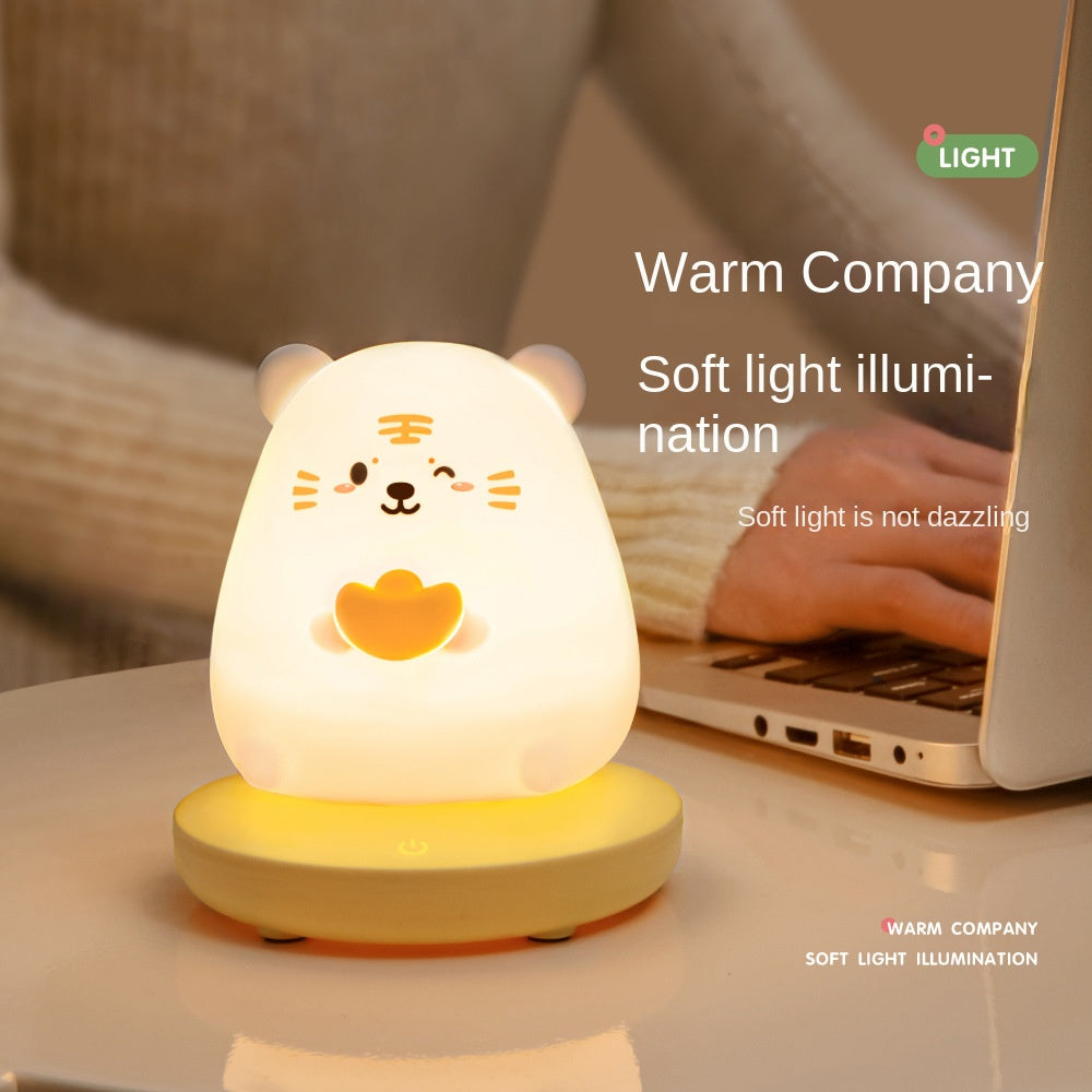 Amusingtao LED Children Night Light, Cute Bunny Night Light Bunny Lamp Soft Silicone Night Light with Touch Sensor, Protable Led Animal Silicone Kids Lamp USB Rechargeable Bedside Lamp