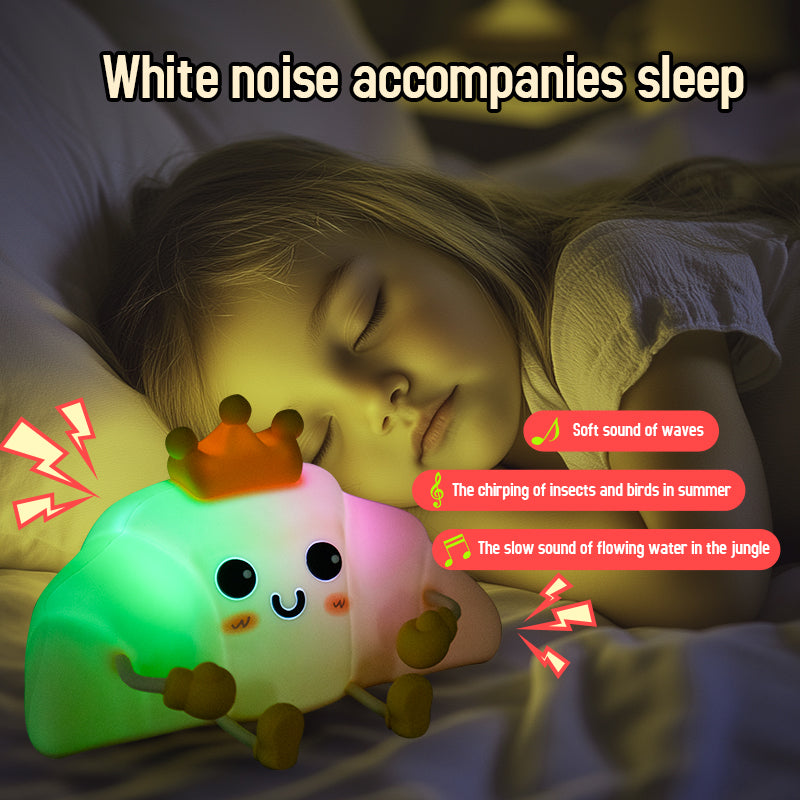 Cute Bull horn bag Night Light with White Noise LED Squishy Night Light Soft Silicone Nursery Nightlight Rechargeable LED Touch Light  for Kids Room