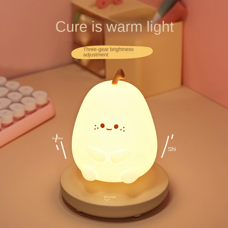 Pear Light  Nursery Table Lamp,Cute Pear Night Light, Silicone Pear Nursery Lamp for Kids, Dimmable Bedside Lamp, USB Rechargeable Light for Bedroom