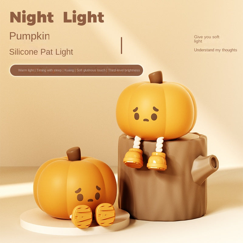 Pumpkin Night Light，LED Squishy Funny Pumpkin Lamp, Dimmable Silicone Light Up Nursery Nightlight, Rechargeable Cute Bedside Night Touch Lamp for Kids Girls (Pumpkin)