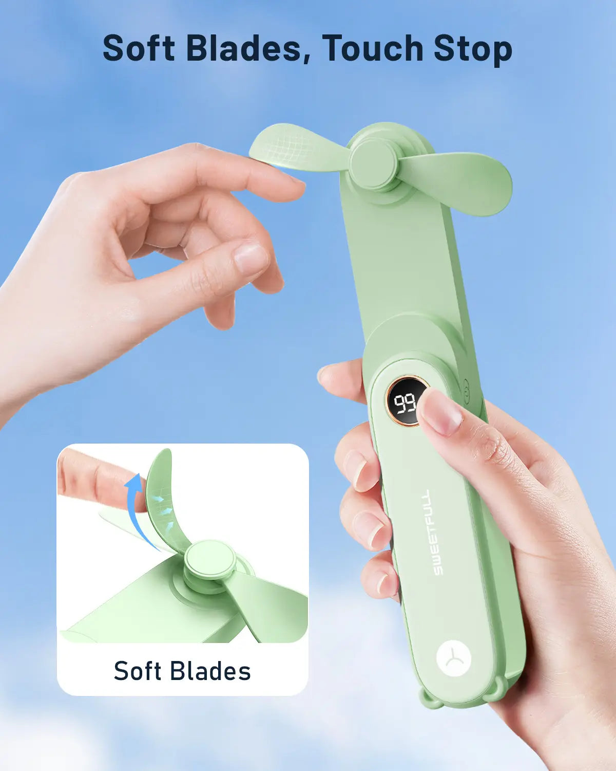 Handheld Mini Fan 3 in 1 Hand Fan Portable USB Rechargeable Small Pocket Battery Operated Portable & Wearable Fan Power Bank