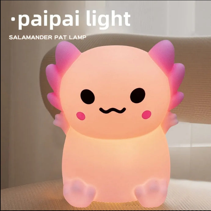 Silicone Nursery Night Light, Dimmable LED Axolotl Night Lamp,Cute Axolotl Lamp Gifts Rechargeable Bedroom Lamp Bedside Lamp with Touch Sensor for Kids Girls Boys