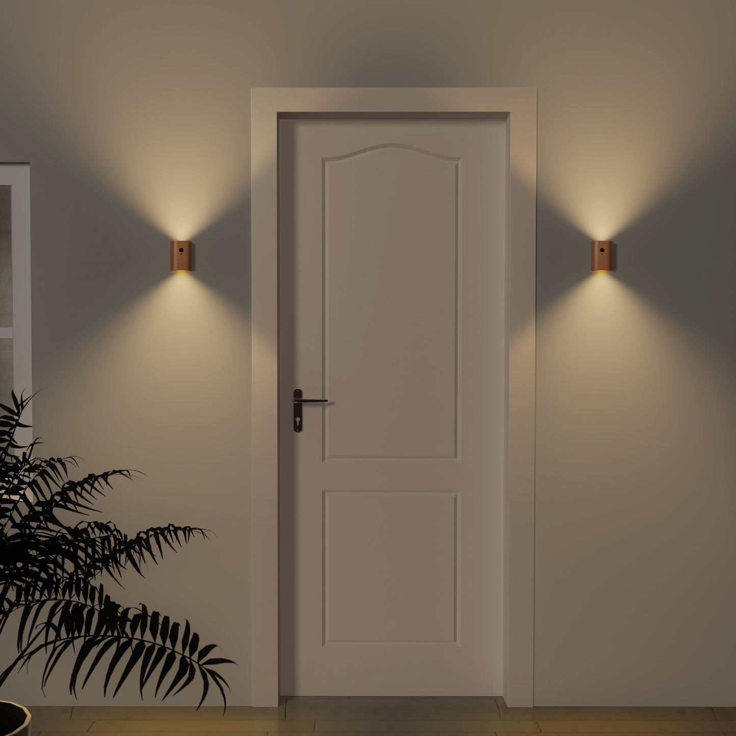 Motion Sensor Night Light, USB Rechargeable Magnetic Wall LED Light Wooden Motion Sensor Stairway Night Light for Bathroom, Hallway, Stairs, Bedroom, Kitchen