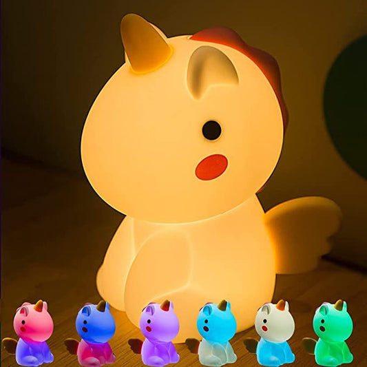 Night Light Baby, Unicorn Silicone Soft Light with USB-C Rechargeable Night Lamp- Dim Light 100H,Boys Girls Birthday Gift Bedroom Decoration Kids Toy