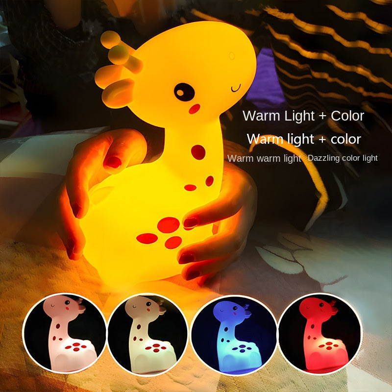Cute Giraffe Table lamp Study Floor Night led Desk Rechargeable Silicone pear Panda lamp for Kids Bedroom with Touch Control 7 Color Changing led Birthday Gift for Kids