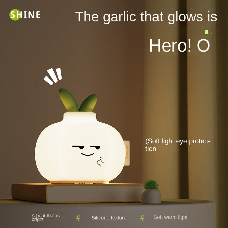 Touch sensor desk lamp, kindergarten night light, cute garlic-shaped night light for desktop - bedroom desk lamp for desktop, bedroom, children's room and living room