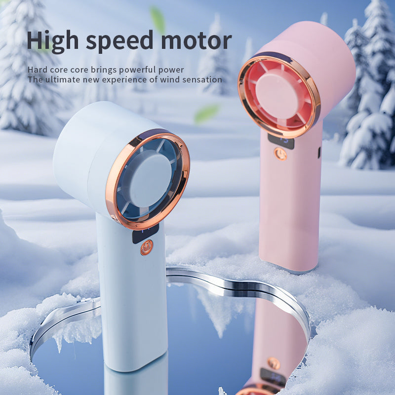 Portable Handheld Fan with 5 Speed Settings & LED Light – USB Type-C Rechargeable