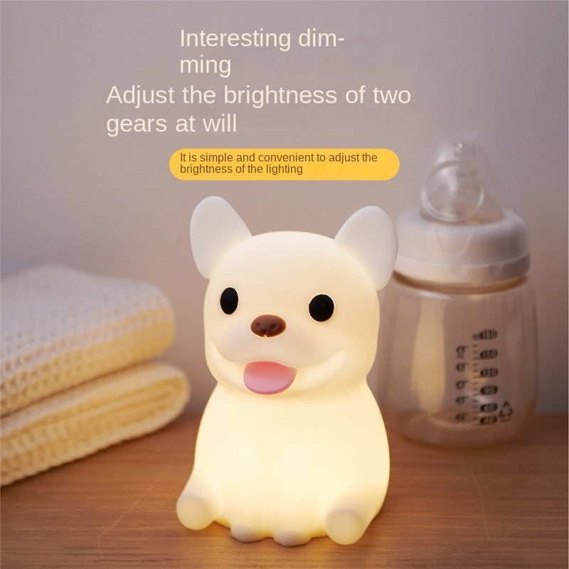French Bulldog Light, Cute Silicone Frenchie Stuff Dog Animal Lamp with Rechargeable for Desktop Desk Table Living Room Bedroom Office Decorations, Soft Bulldog Gifts for Kids Boys Girls Women