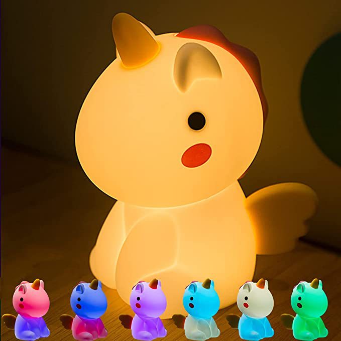 Creative Colorful Rainbow Beast USB Charging Silicone Night Light Bedside Courtyard Kids Birthday Gift Ambient Lighting