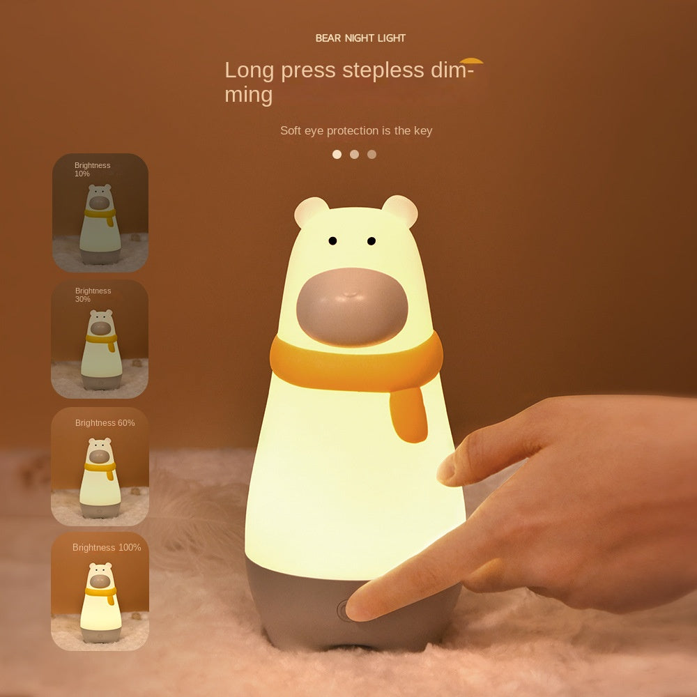 LED Night Light, Cute Animal Silica Gel Kids Lighting Night Lights, Rechargeable Portable Table Lamp for Kids Room, Gift