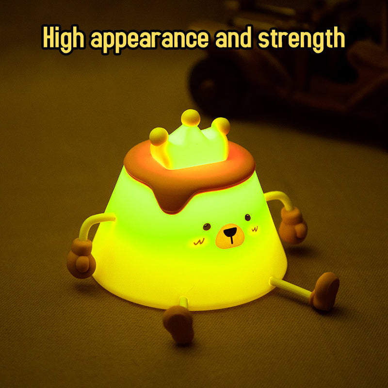 One Fire Pudding Bear Night Light for Kids Color Changing Pudding Bear Toys for Kids Night Light Portable Recharge Nightlight for Kids Room Silicone Baby Night Light for Kids Toys Pudding Bear Toys for Boys