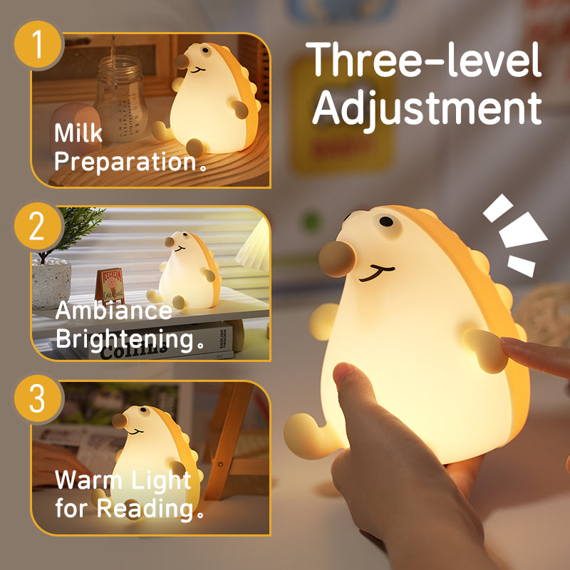 Cute Hedgehog Silicone Night Light – Rechargeable Touch Sensor Lamp, Warm & RGB Modes, Kids Bedroom & Nursery Decor