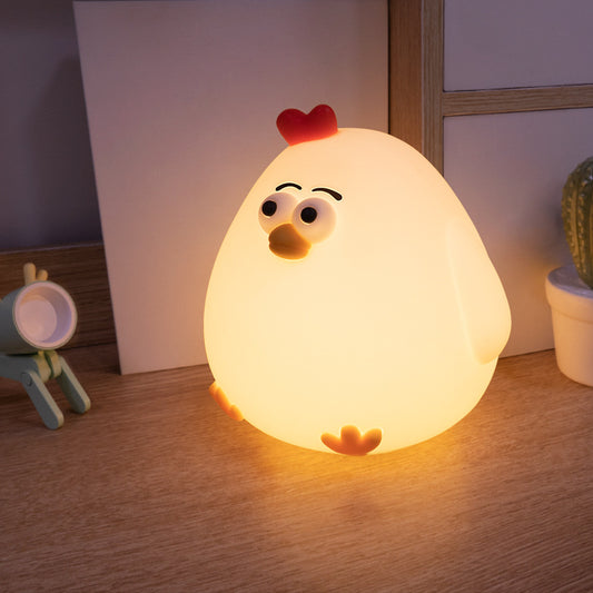 New Cute Goo Goo Chicken Silicone with Sleeping Atmosphere Night Light LED Bedside Eye protection Creative Gift