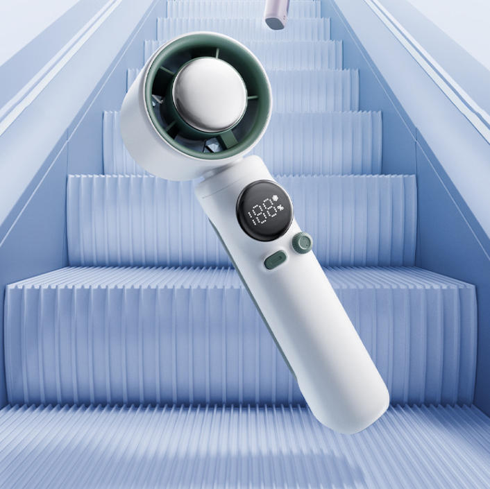 Mini Handheld Fan with Turbo Motor – USB Rechargeable, Ice Cooling, 199-Speed Digital Display, Portable Outdoor Fan