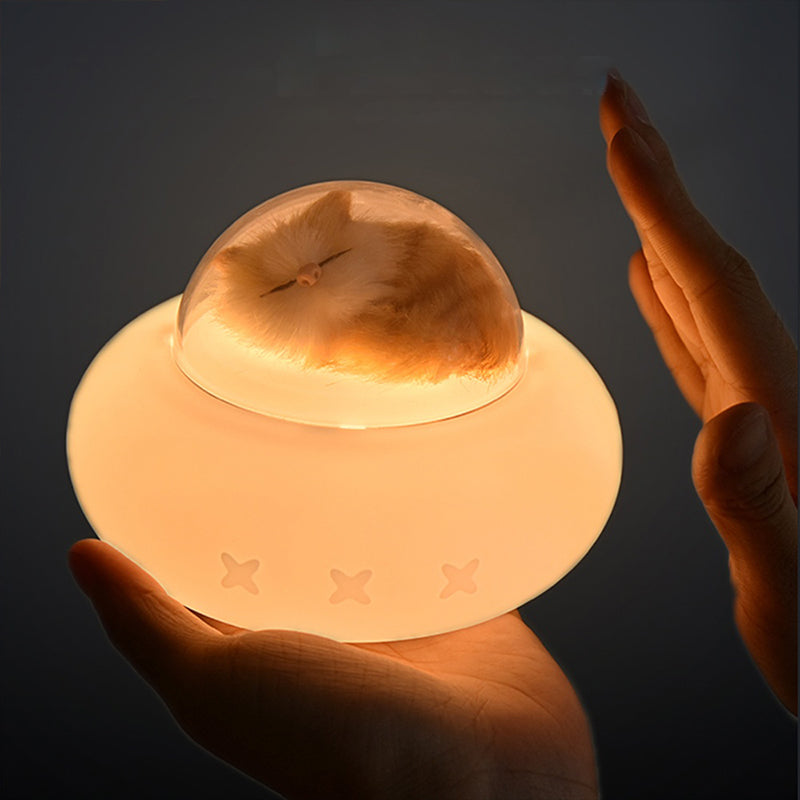 Pet Spaceship Silicone Light USB Small Night Light Cute Cartoon Charging Cute Pet Cat Bedside Led Lamp Cat