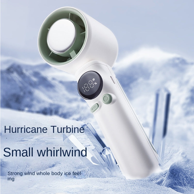 Mini Handheld Fan with Turbo Motor – USB Rechargeable, Ice Cooling, 199-Speed Digital Display, Portable Outdoor Fan