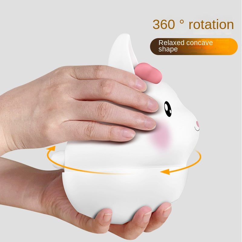 Cute Silicone Rabbit Night Lamp, USB Rechargeable Colorful Color Change Table Lights Desktop Ornament, Pat Nightlights for Bedroom Living Room