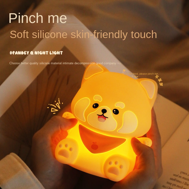 Cute Red Panda Lamp, LED Squishy Animal Night Light for Kids Sleep, Breastfeeding Nursery Nightlight for Room Decor, Rechargeable Bedside Touch Silicone Lamp, Unique Dorm Decor Gift Toy