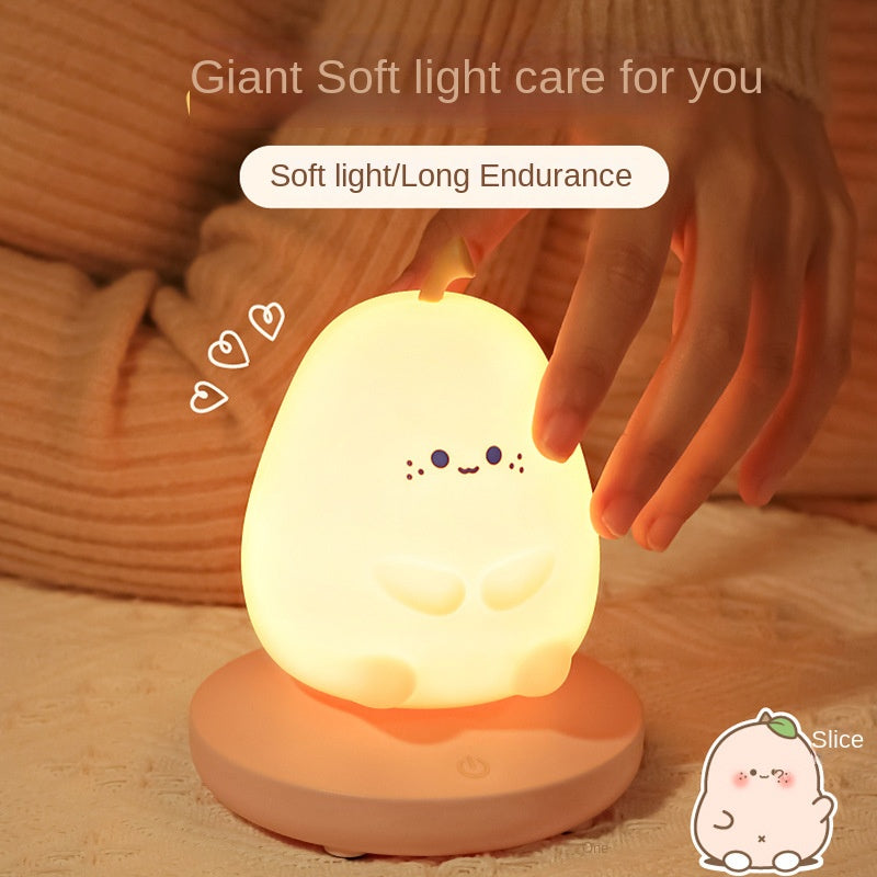 Pear Light  Nursery Table Lamp,Cute Pear Night Light, Silicone Pear Nursery Lamp for Kids, Dimmable Bedside Lamp, USB Rechargeable Light for Bedroom