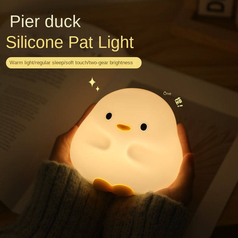 DunDun Duck Night Light, Cute Duck Lamp, Squishy Silicone Nightlight for Bedrooms with 30 Minutes Timer, Rechargeable Bedside Lamp with Touch Control for Bedrooms, Living Room