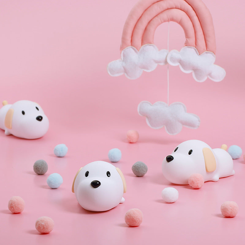 HAPPYBAG Kids Night Light,Cute Soft Silicone Dog Lamp Dimmable Nursery Portable Puppy Kawaii Lamps,Bedside Lamp for Baby and Toddler,Boy Girls