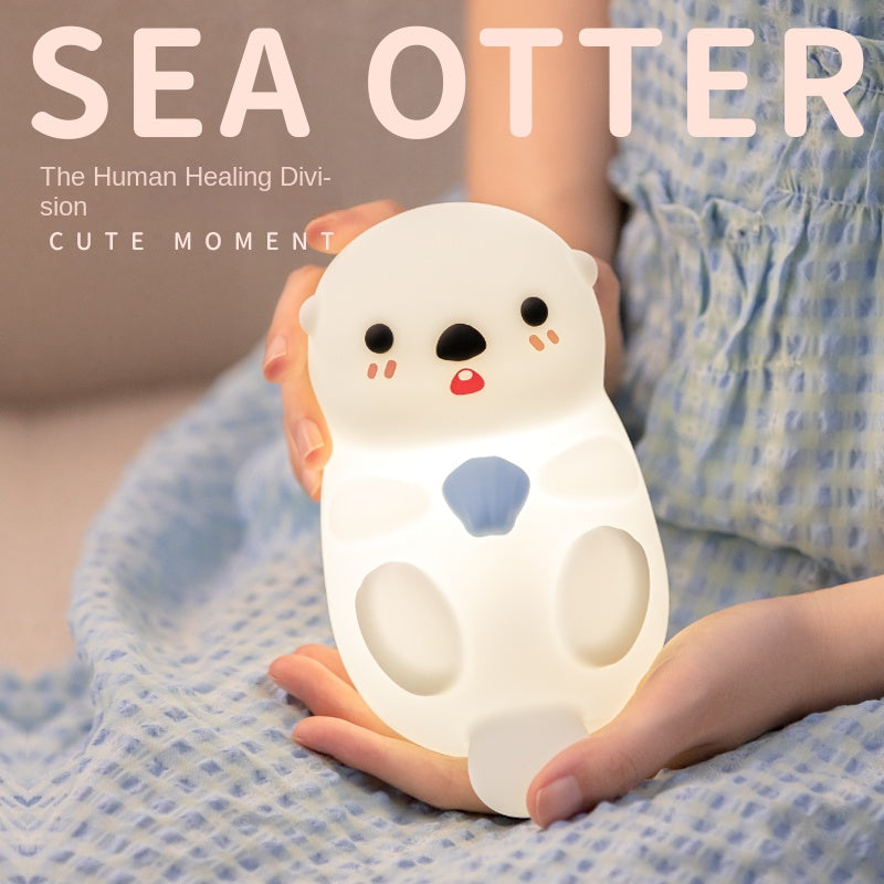 Cute Otter Night Light for Kids Bedroom, Animal Silicone Nursery Night Lamp Touch Control Sea Otter Nightlights USB Rechargeable Bedside Lamp for Baby Children Toddlers Girls Gift