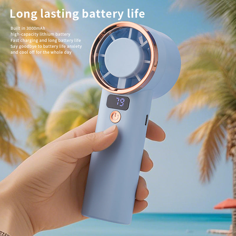 Portable Handheld Fan with 5 Speed Settings & LED Light – USB Type-C Rechargeable